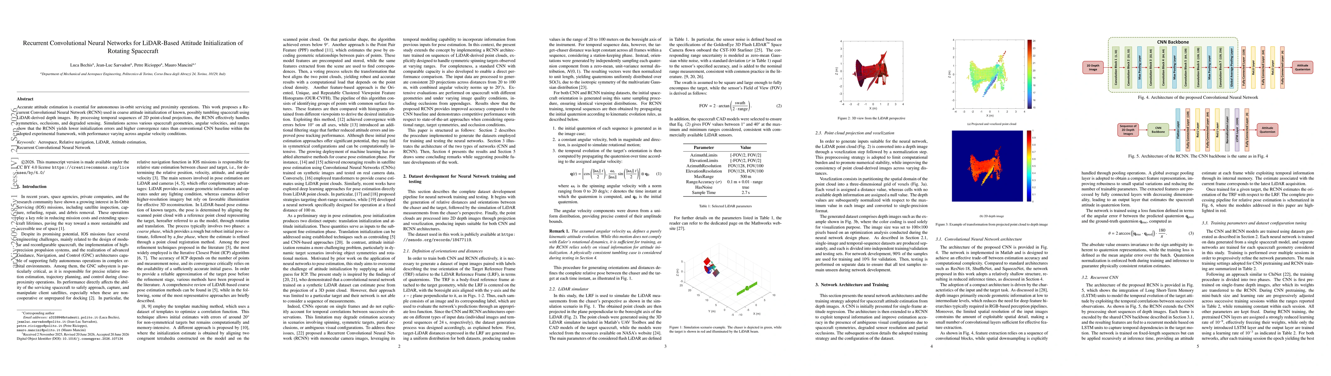Thumbnail for Recurrent Convolutional Neural Networks for LiDAR-Based Attitude Initialization of Rotating Spacecraft