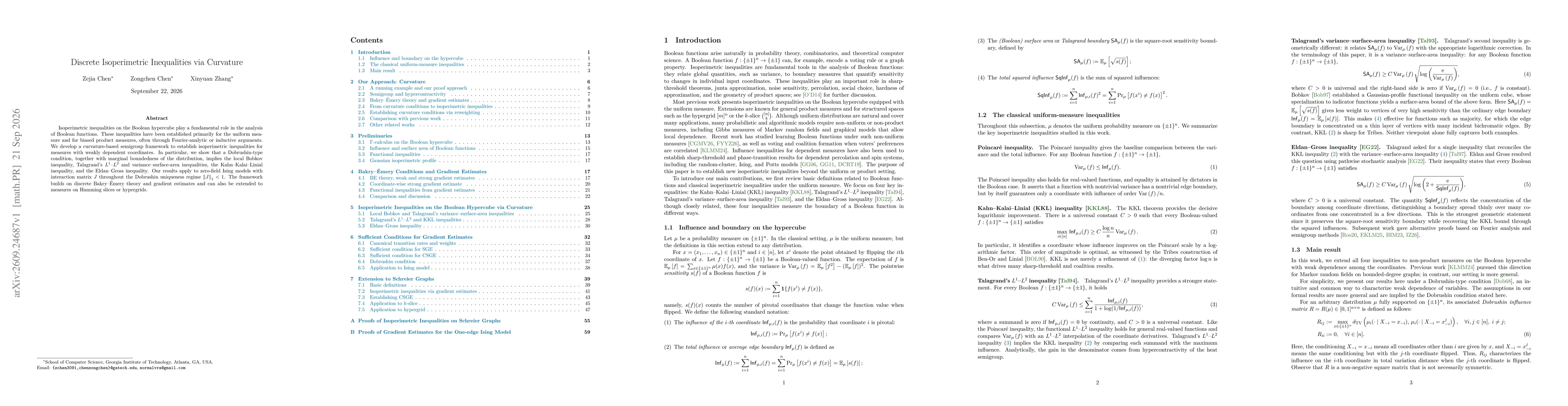 Thumbnail for Discrete Isoperimetric Inequalities via Curvature