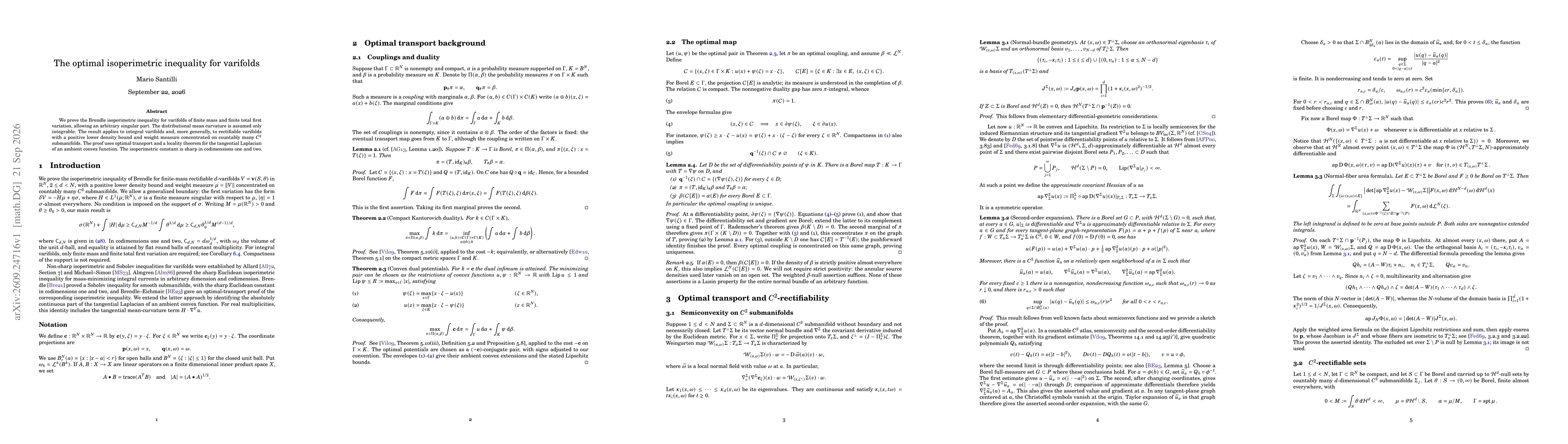 Thumbnail for The optimal isoperimetric inequality for varifolds