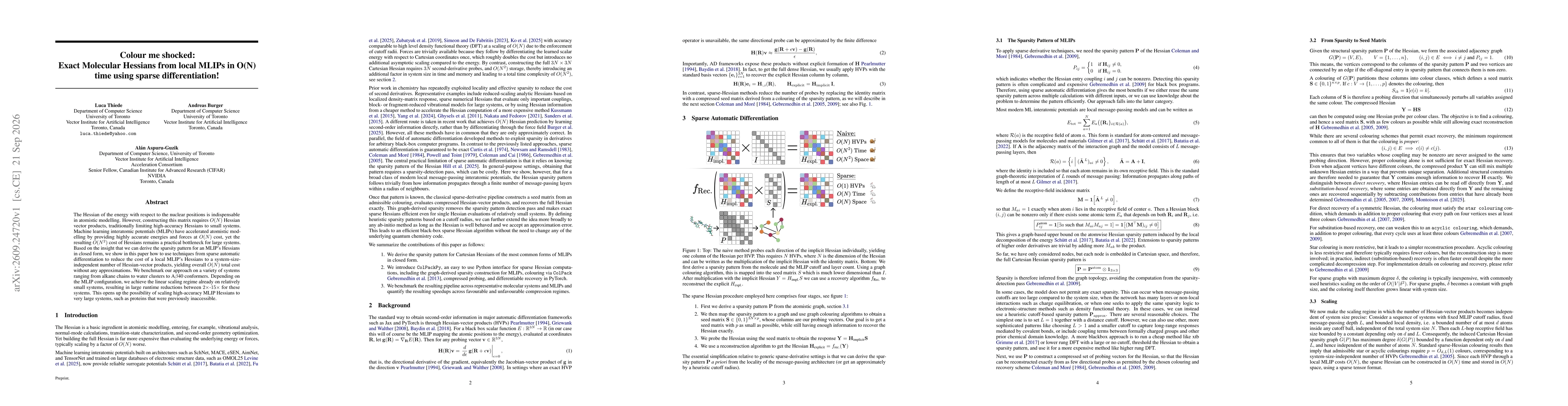 Thumbnail for Colour me shocked: Exact Molecular Hessians from local MLIPs in O(N) time using sparse differentiation!