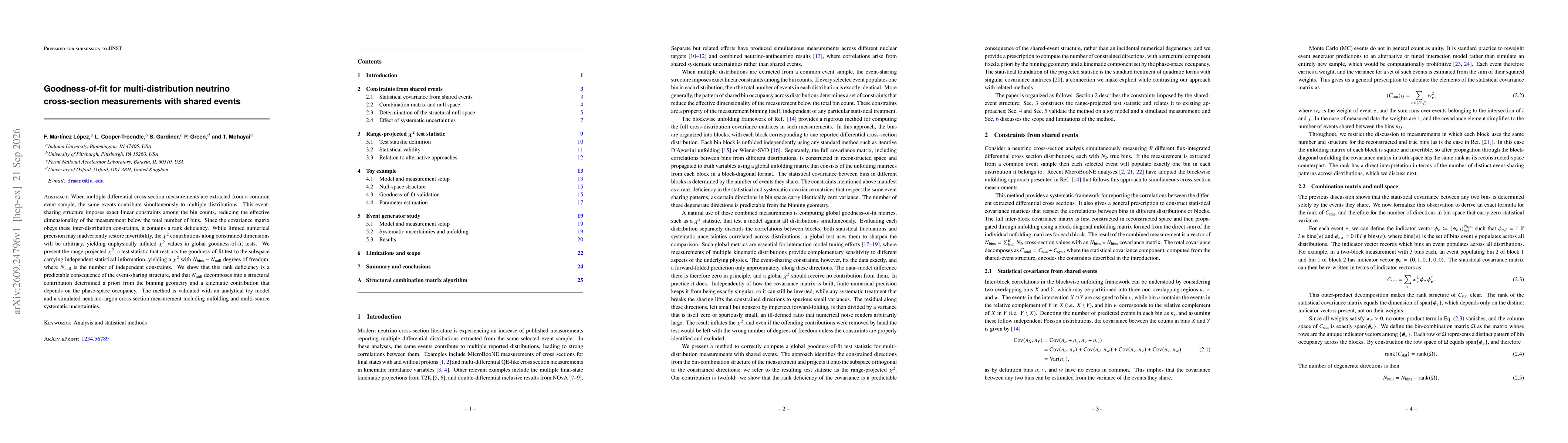 Thumbnail for Goodness-of-fit for multi-distribution neutrino cross-section measurements with shared events