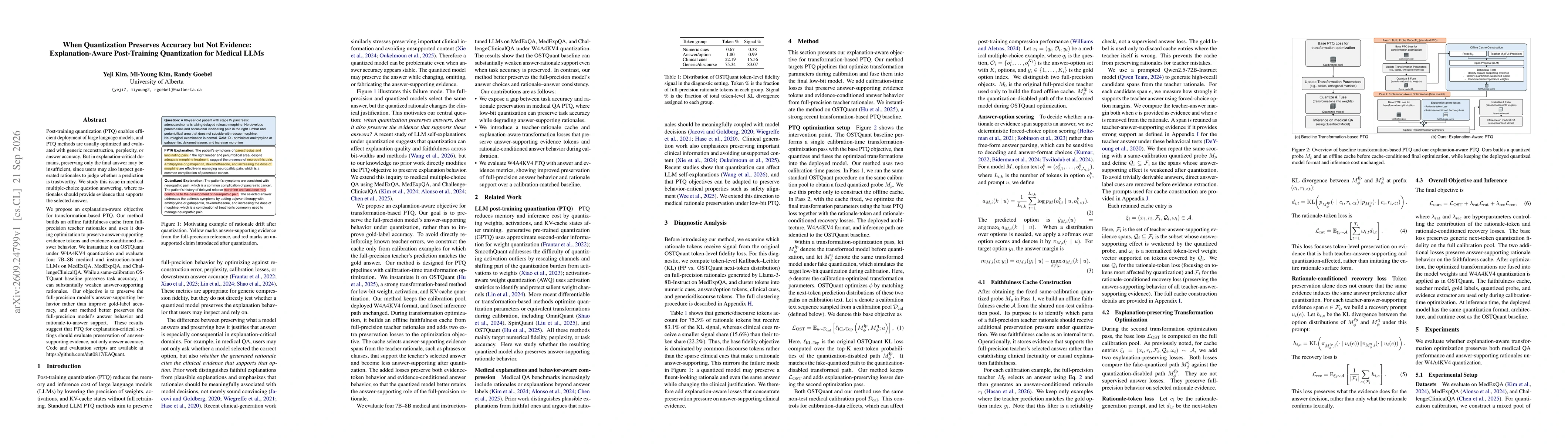 Thumbnail for When Quantization Preserves Accuracy but Not Evidence: Explanation-Aware Post-Training Quantization for Medical LLMs