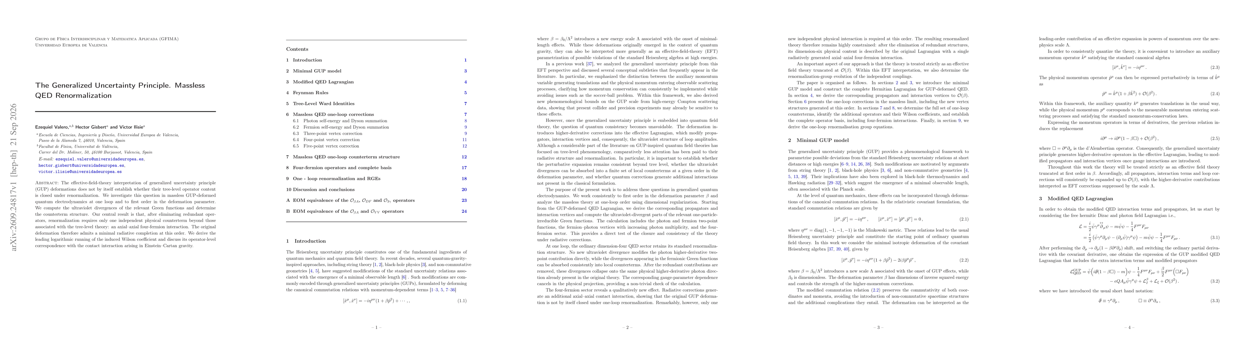 Thumbnail for The Generalized Uncertainty Principle. Massless QED Renormalization