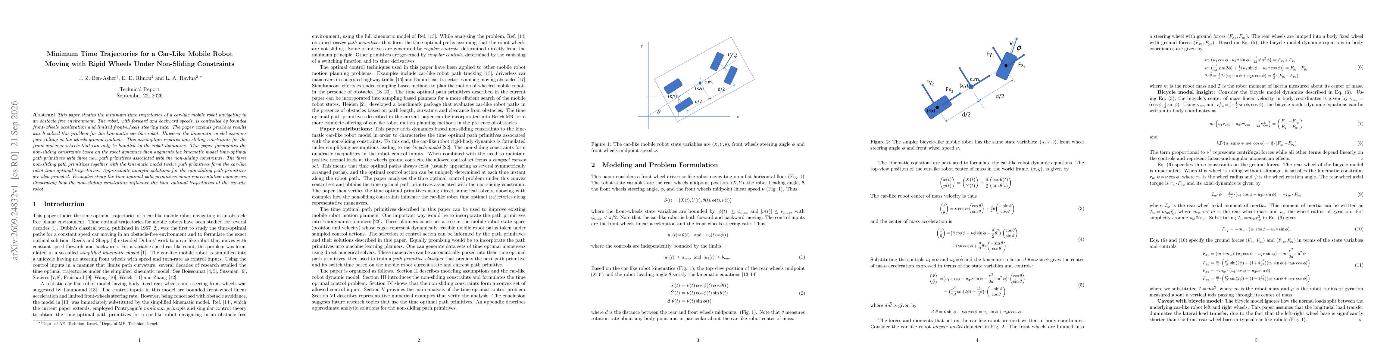 Thumbnail for Minimum Time Trajectories for a Car-Like Mobile Robot Moving with Rigid Wheels Under Non-Sliding Constraints