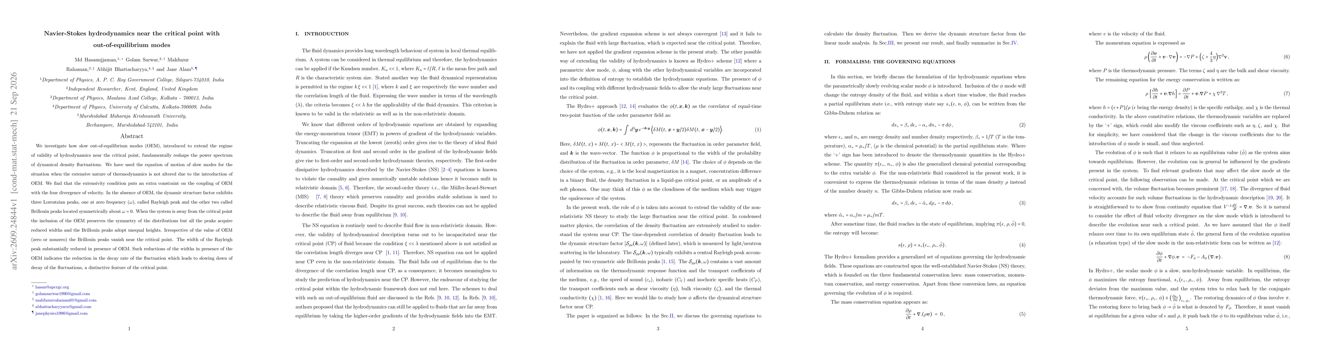 Thumbnail for Navier-Stokes hydrodynamics near the critical point with out-of-equilibrium modes
