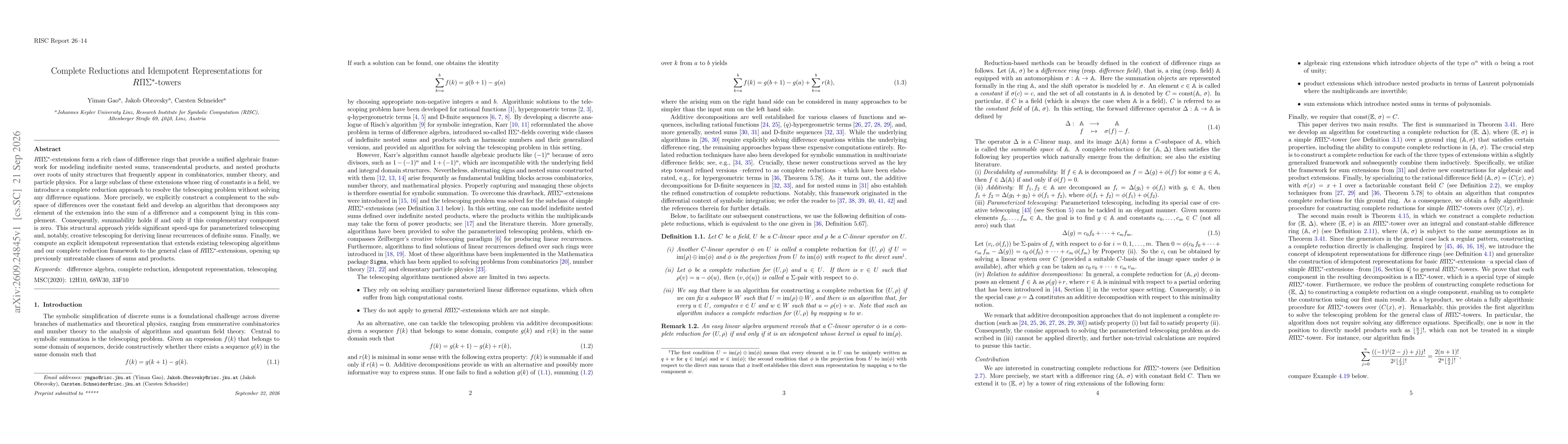 Thumbnail for Complete Reductions and Idempotent Representations for $RΠΣ^*$-towers