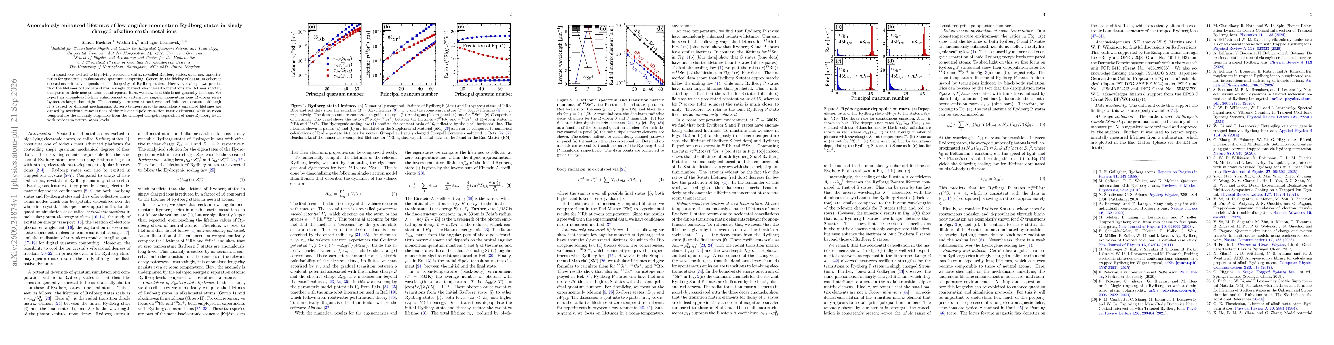 Thumbnail for Anomalously enhanced lifetimes of low angular momentum Rydberg states in singly charged alkaline-earth metal ions