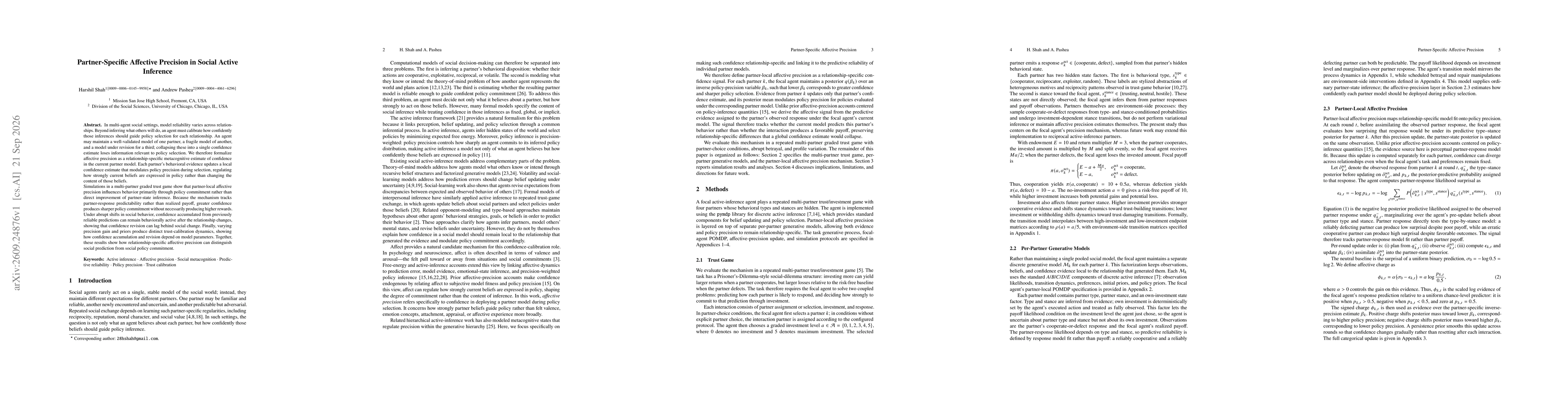 Thumbnail for Partner-Specific Affective Precision in Social Active Inference