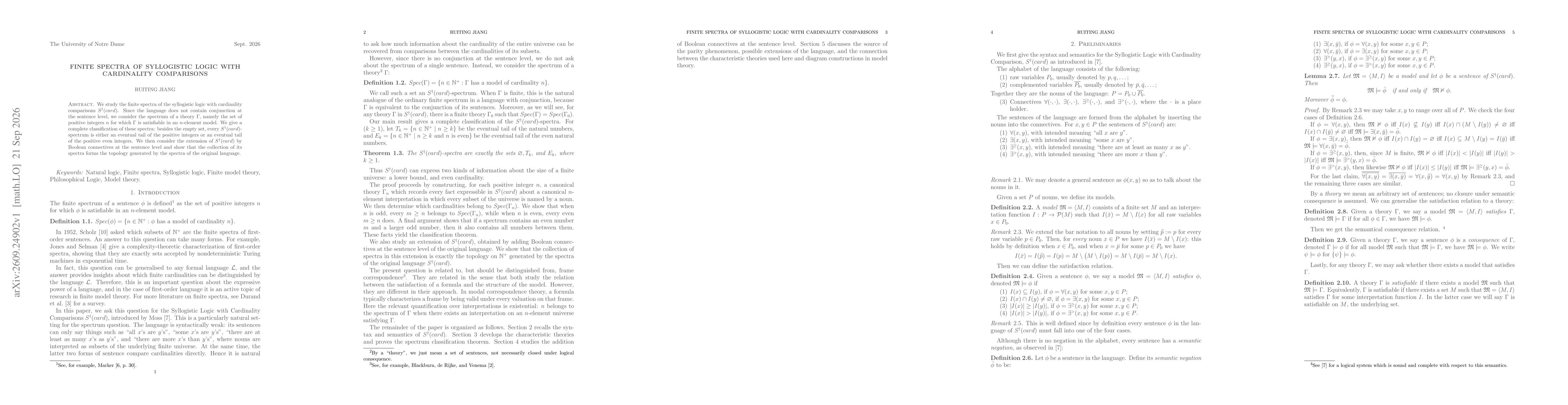 Thumbnail for Finite Spectra of Syllogistic Logic with Cardinality Comparisons