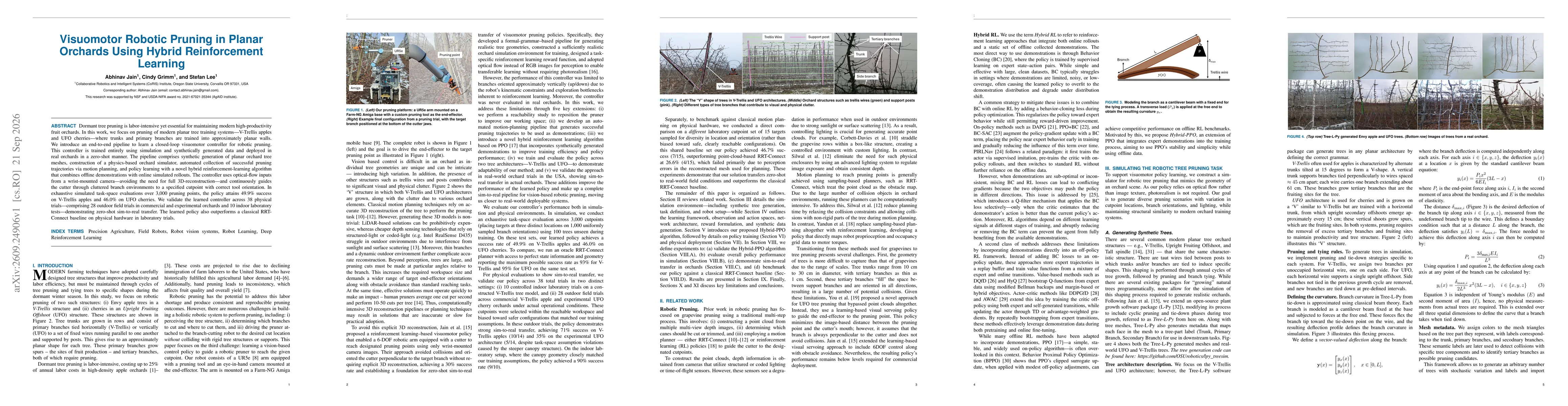 Thumbnail for Visuomotor Robotic Pruning in Planar Orchards Using Hybrid Reinforcement Learning