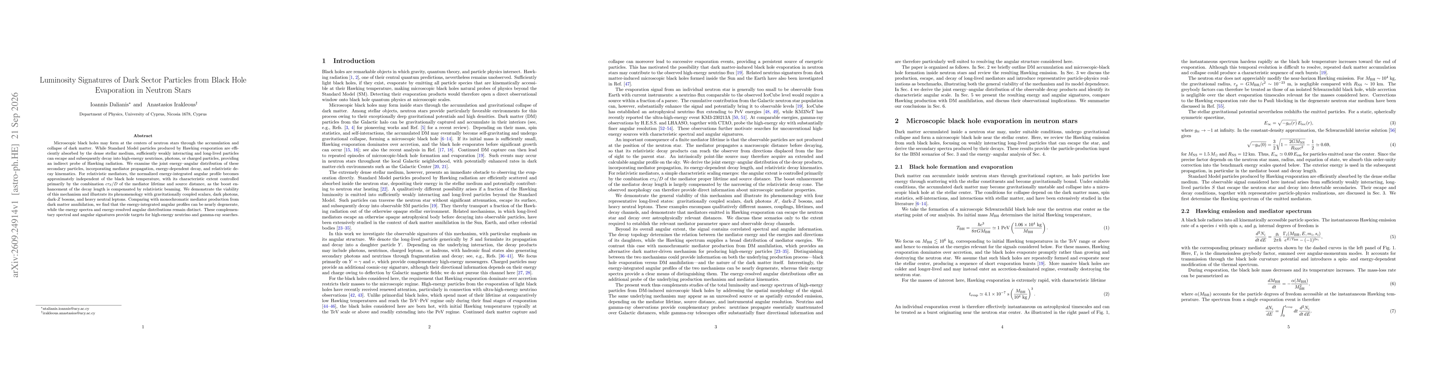 Thumbnail for Luminosity Signatures of Dark Sector Particles from Black Hole Evaporation in Neutron Stars