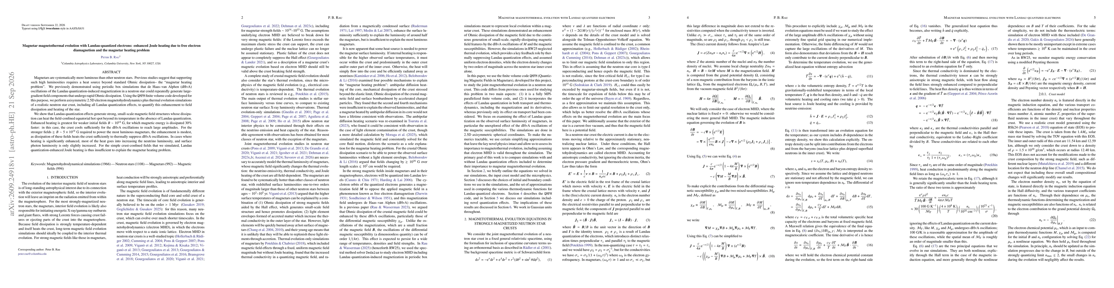 Thumbnail for Magnetar magnetothermal evolution with Landau-quantized electrons: enhanced Joule heating due to free electron diamagnetism and the magnetar heating problem
