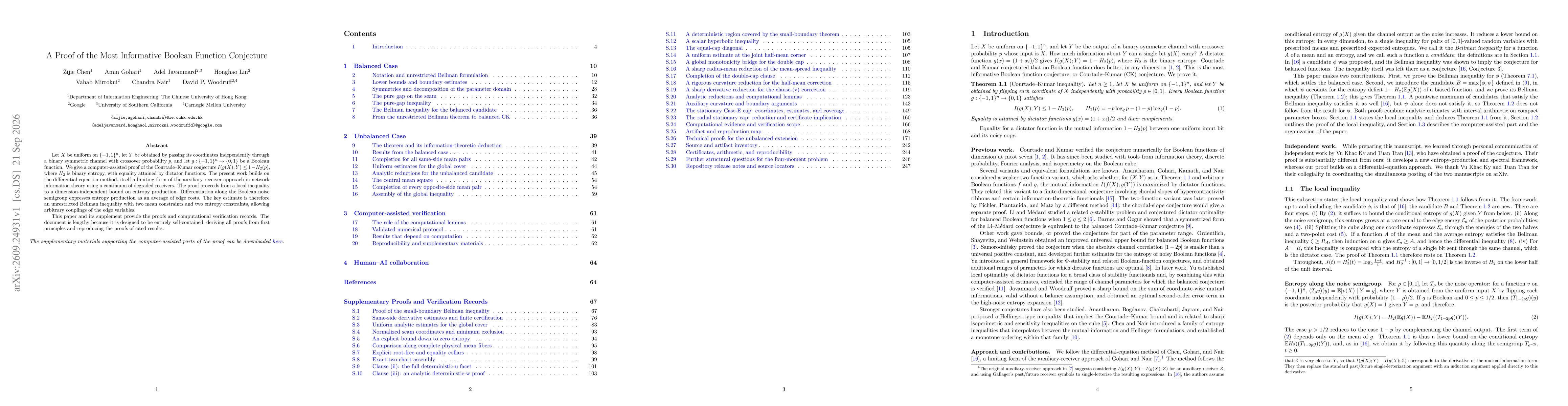 Thumbnail for A Proof of the Most Informative Boolean Function Conjecture