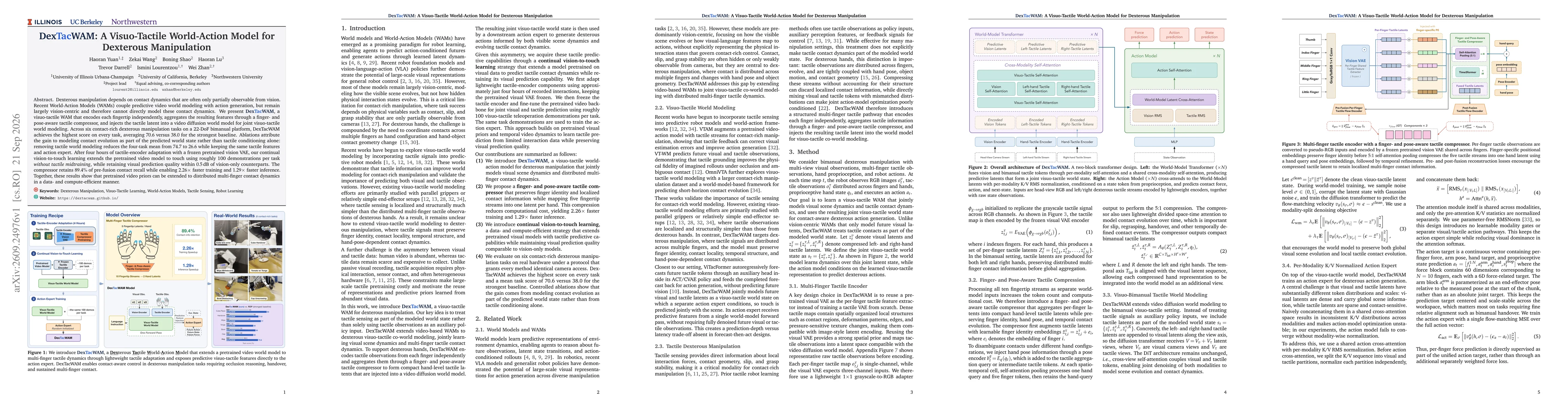 Thumbnail for DexTacWAM: A Visuo-Tactile World-Action Model for Dexterous Manipulation