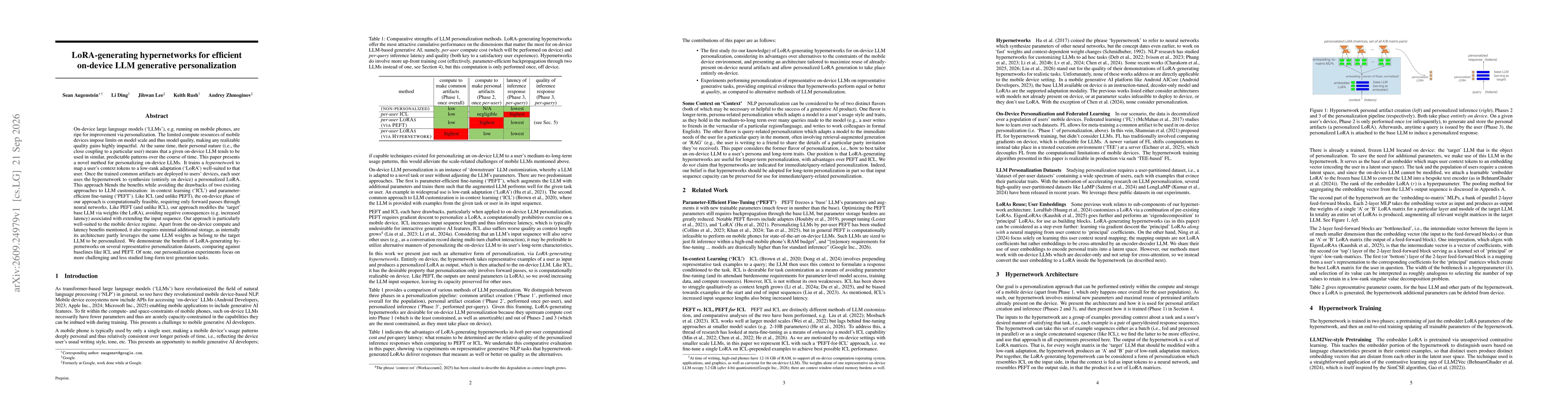 Thumbnail for LoRA-generating hypernetworks for efficient on-device LLM generative personalization
