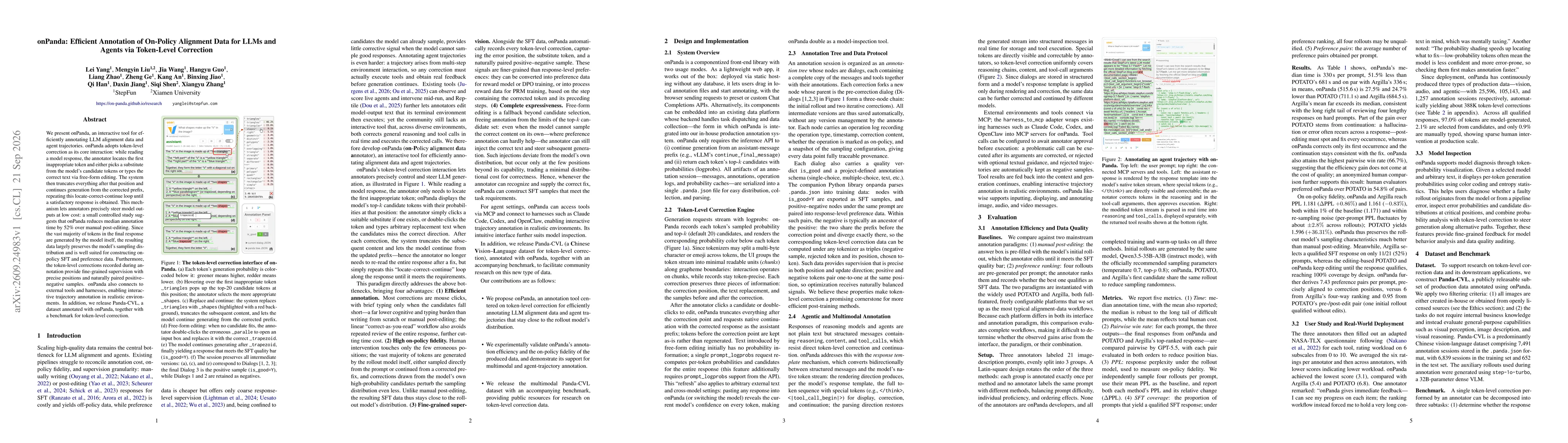Thumbnail for onPanda: Efficient Annotation of On-Policy Alignment Data for LLMs and Agents via Token-Level Correction