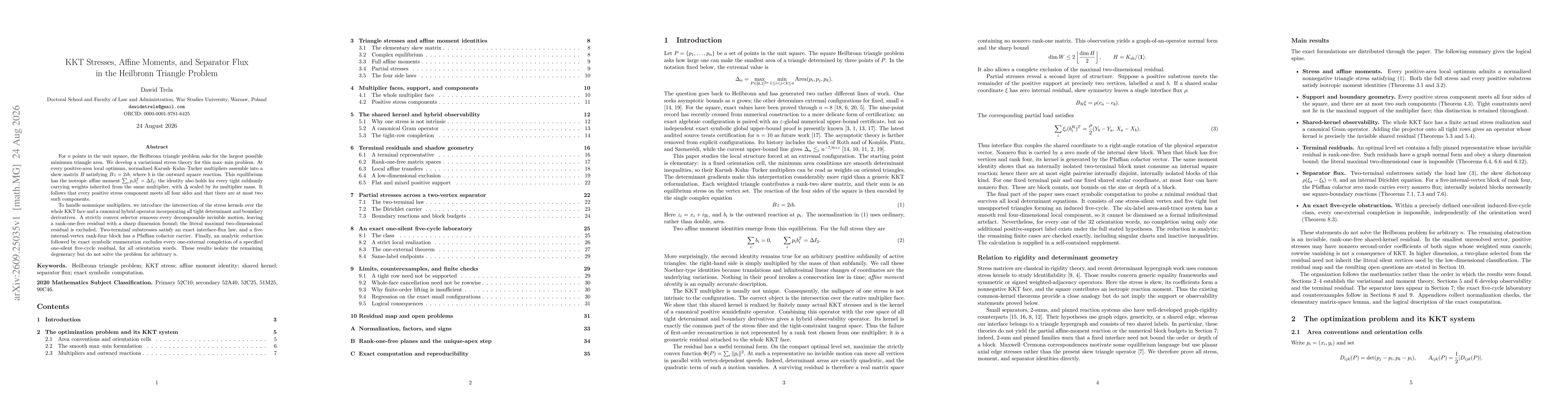 Thumbnail for KKT Stresses, Affine Moments, and Separator Flux in the Heilbronn Triangle Problem