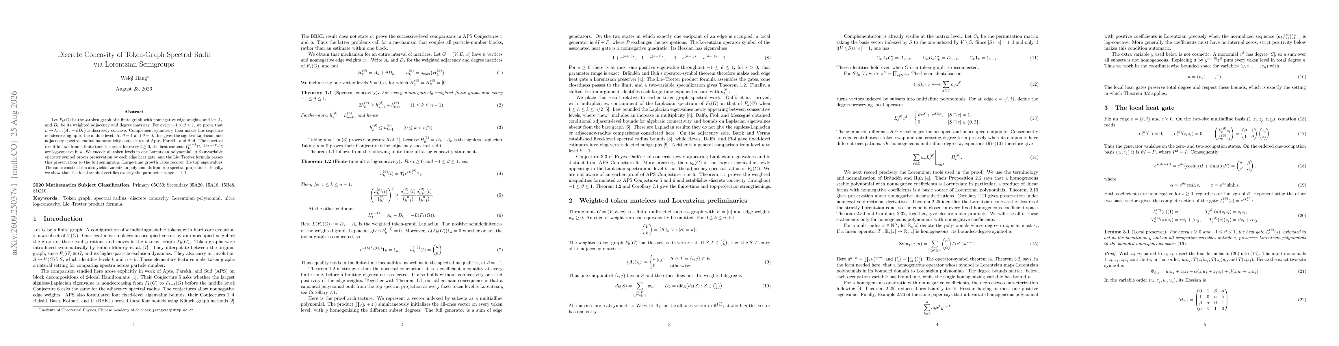 Thumbnail for Discrete Concavity of Token-Graph Spectral Radii via Lorentzian Semigroups