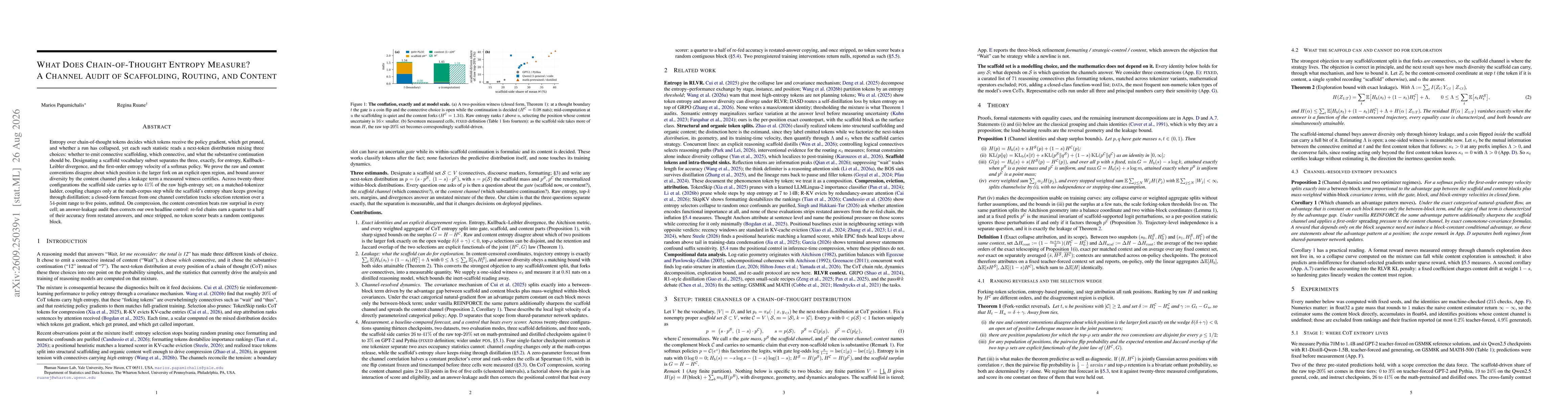 Thumbnail for What Does Chain-of-Thought Entropy Measure? A Channel Audit of Scaffolding, Routing, and Content