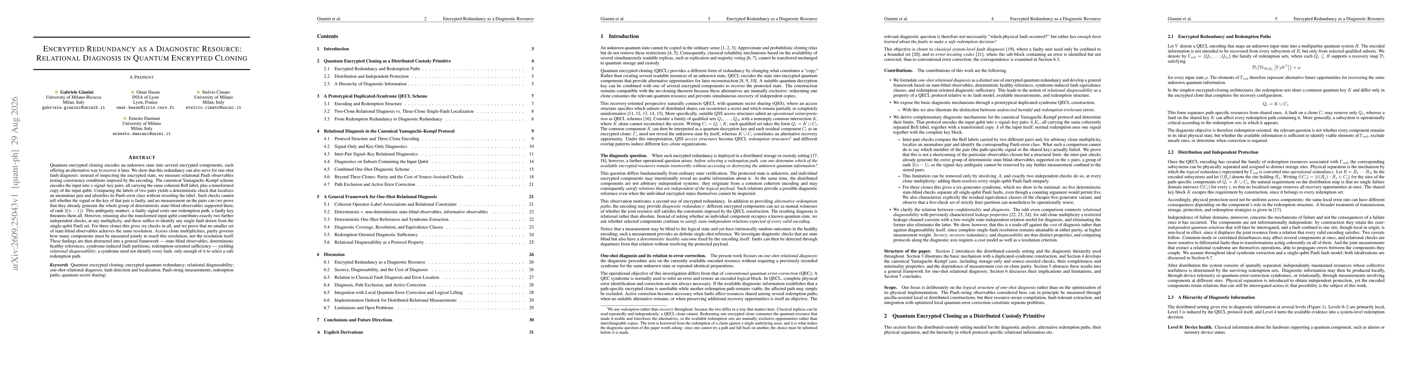 Thumbnail for Encrypted Redundancy as a Diagnostic Resource: Relational Diagnosis in Quantum Encrypted Cloning