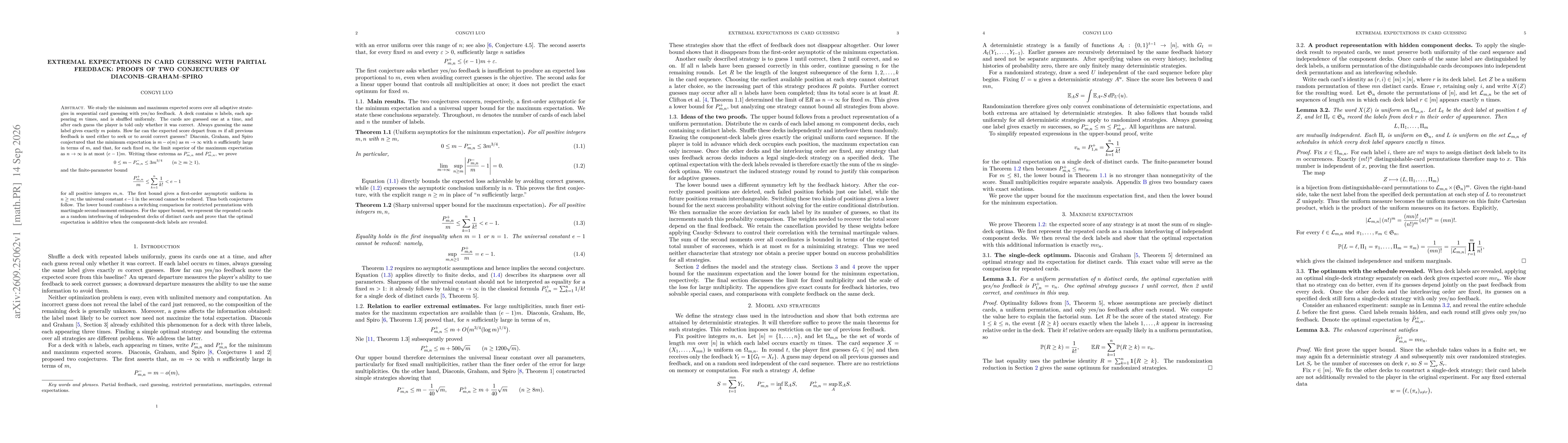 Thumbnail for Extremal expectations in card guessing with partial feedback: proofs of two conjectures of Diaconis-Graham-Spiro