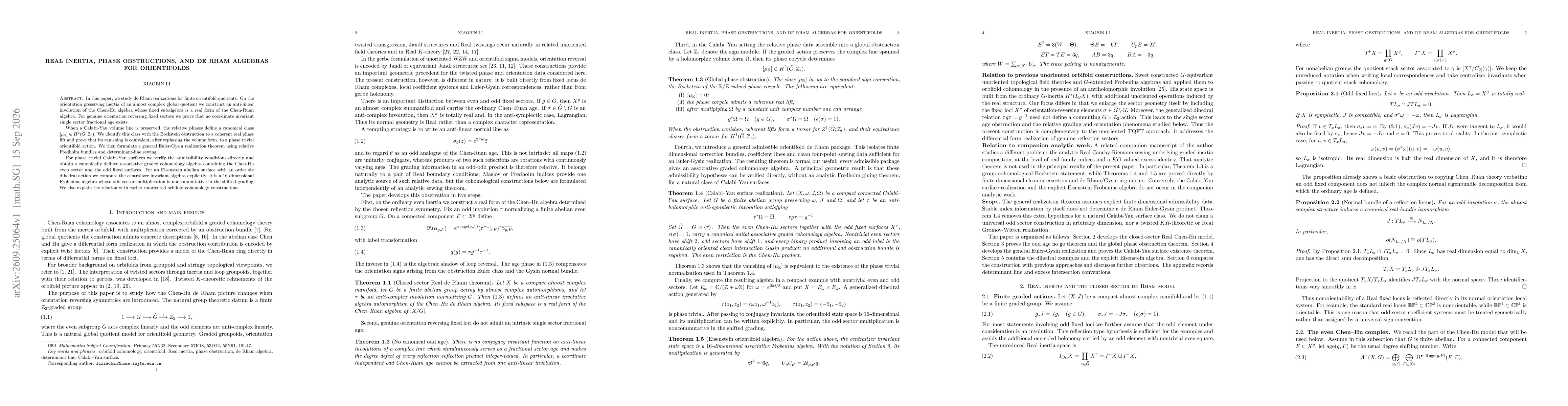 Thumbnail for Real Inertia, Phase Obstructions, and de Rham Algebras for Orientifolds