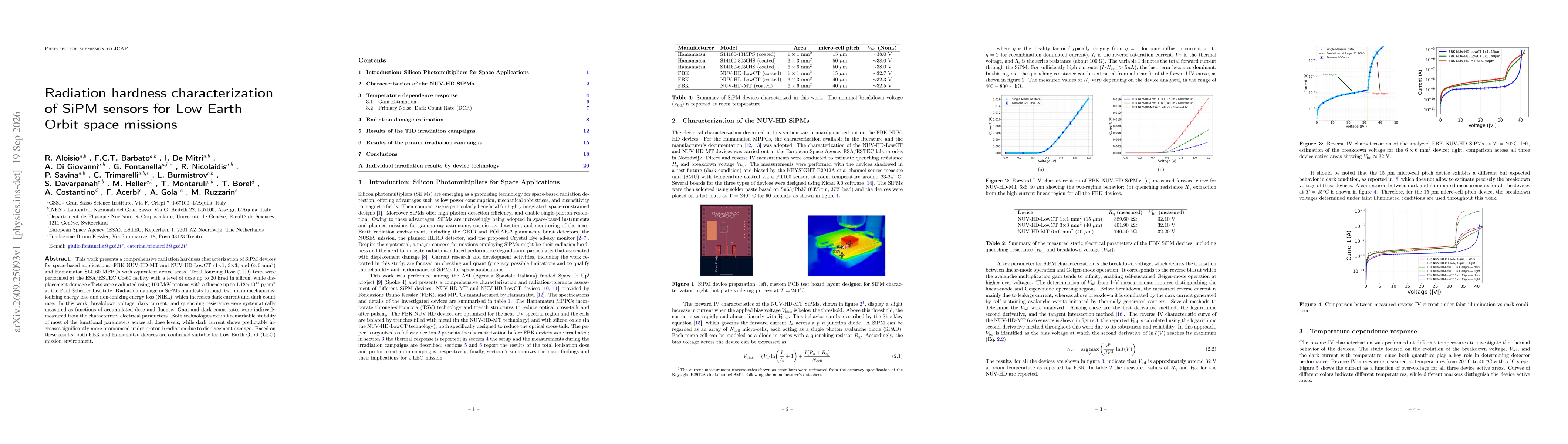 Thumbnail for Radiation hardness characterization of SiPM sensors for Low Earth Orbit space missions