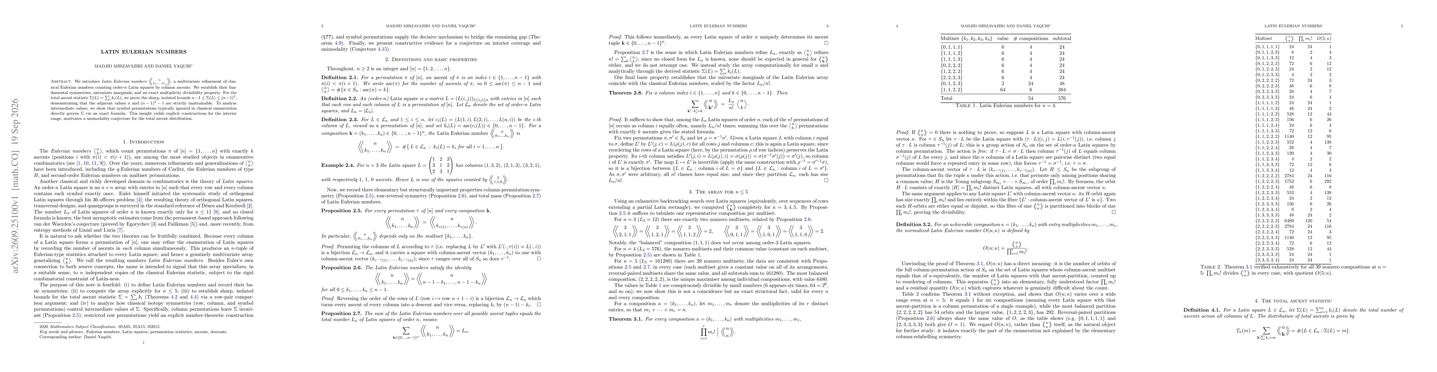 Thumbnail for Latin Eulerian Numbers