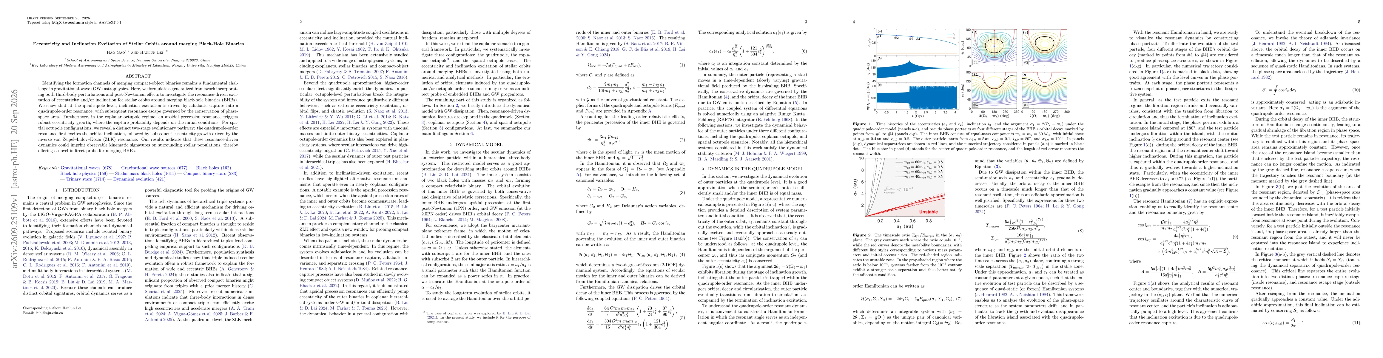 Thumbnail for Eccentricity and Inclination Excitation of Stellar Orbits around merging Black-Hole Binaries