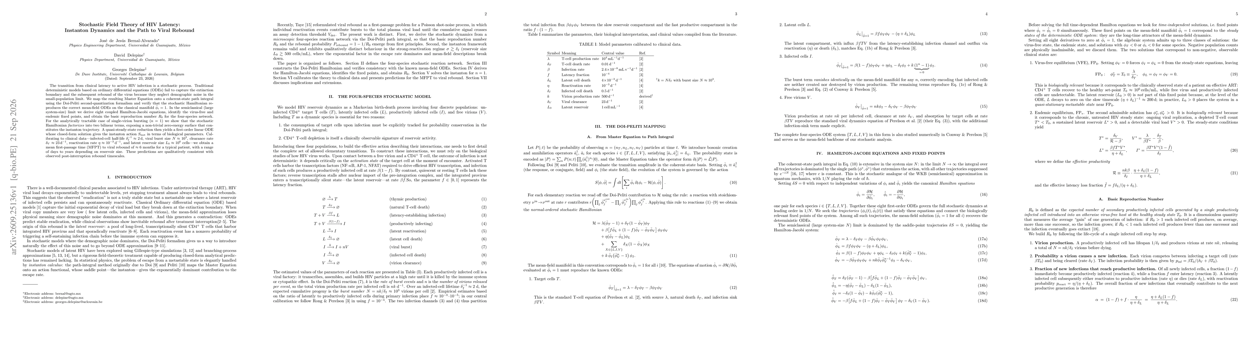 Thumbnail for Stochastic Field Theory of HIV Latency: Instanton Dynamics and the Path to Viral Rebound