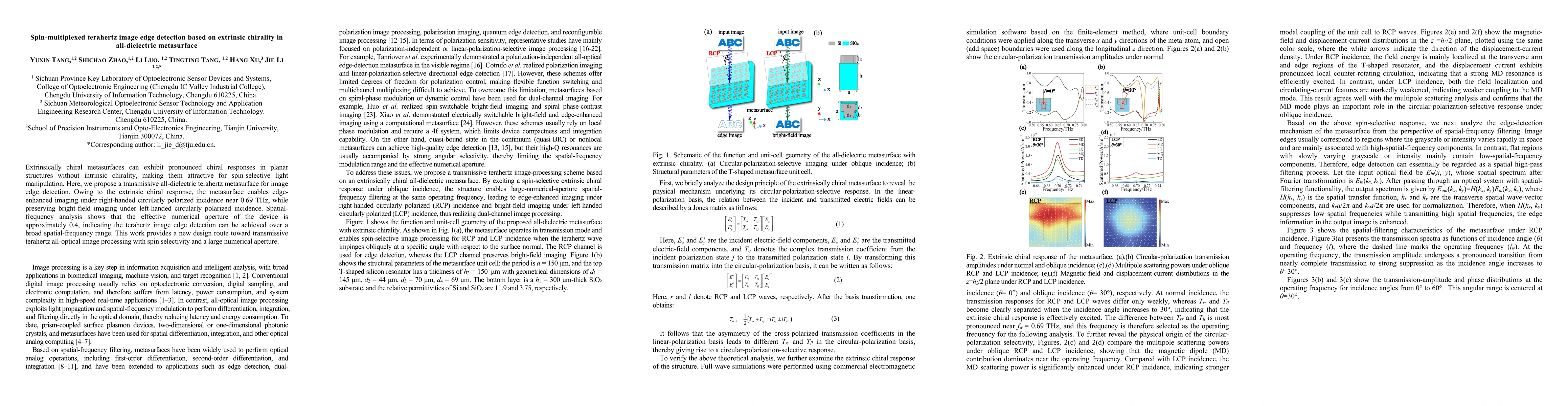 Thumbnail for Spin-multiplexed terahertz image edge detection based on extrinsic chirality in all-dielectric metasurface