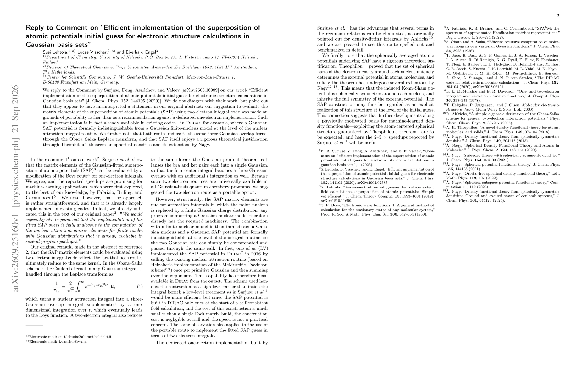 Thumbnail for Reply to Comment on "Efficient implementation of the superposition of atomic potentials initial guess for electronic structure calculations in Gaussian basis sets"