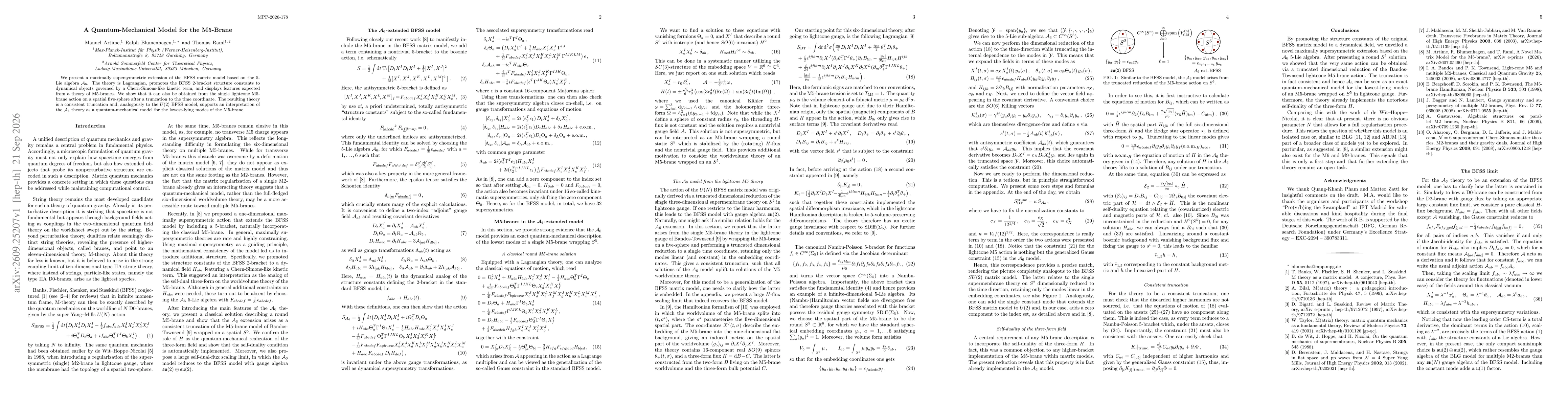 Thumbnail for A Quantum-Mechanical Model for the M5-Brane