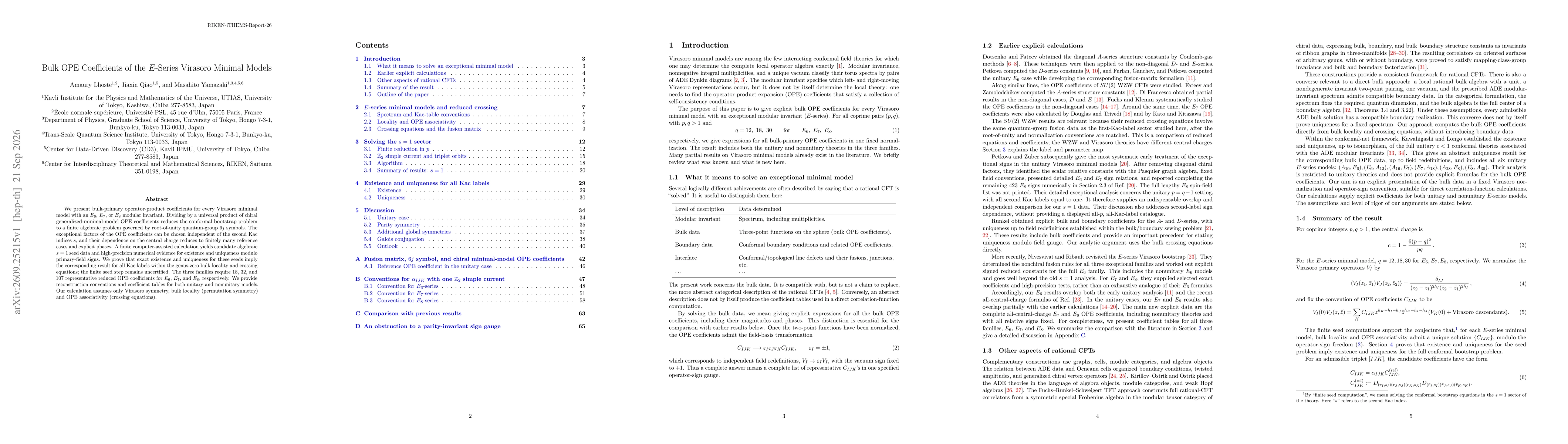 Thumbnail for Bulk OPE Coefficients of the $E$-Series Virasoro Minimal Models