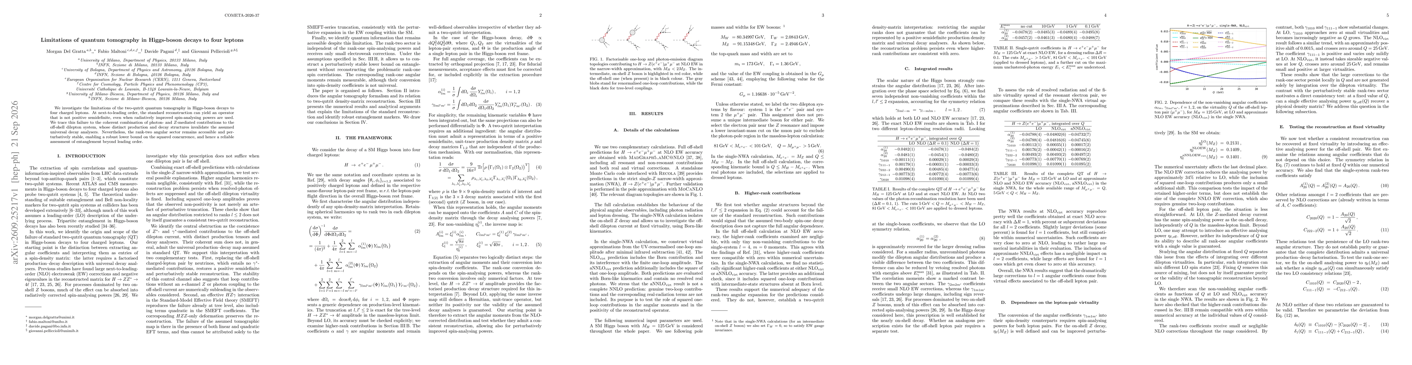 Thumbnail for Limitations of quantum tomography in Higgs-boson decays to four leptons