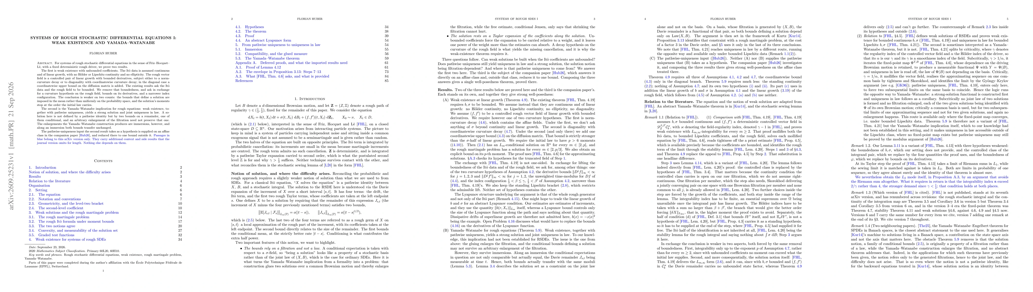 Thumbnail for Systems of rough stochastic differential equations I: weak existence and Yamada--Watanabe