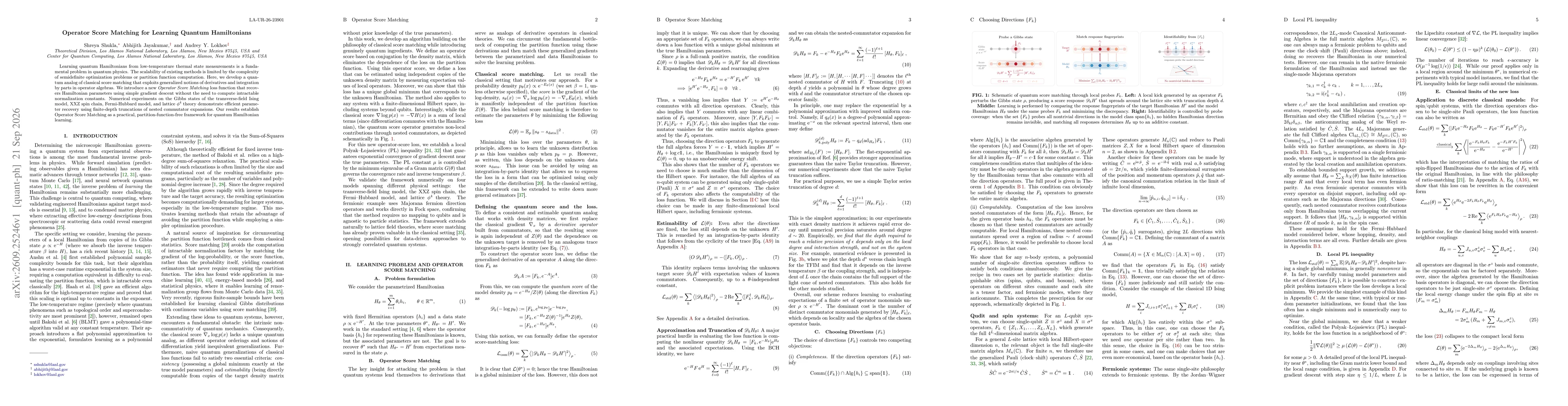 Thumbnail for Operator Score Matching for Learning Quantum Hamiltonians