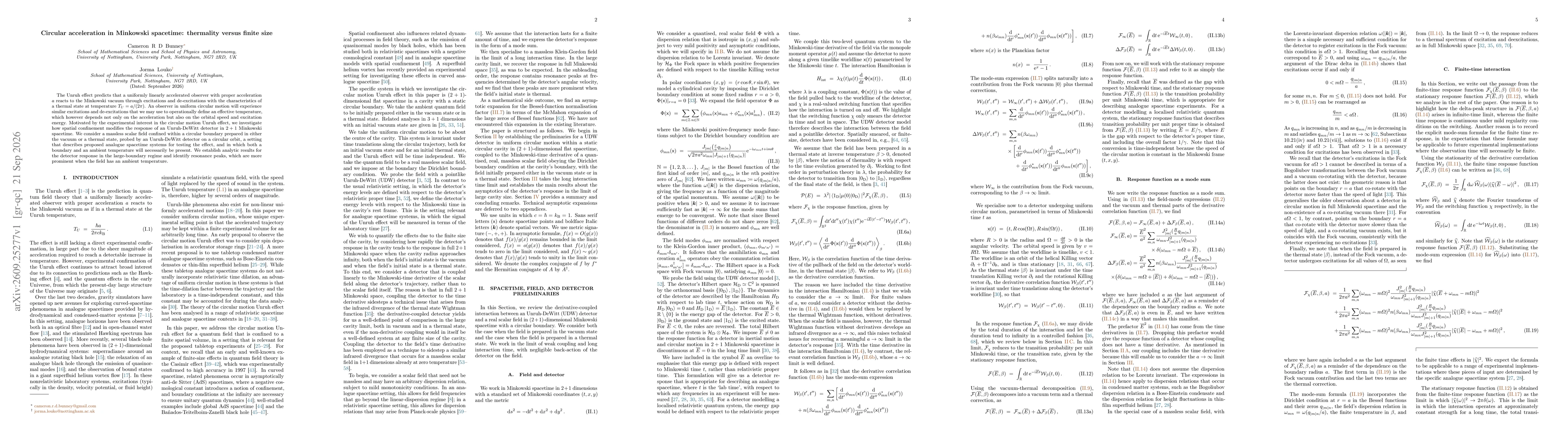 Thumbnail for Circular acceleration in Minkowski spacetime: thermality versus finite size