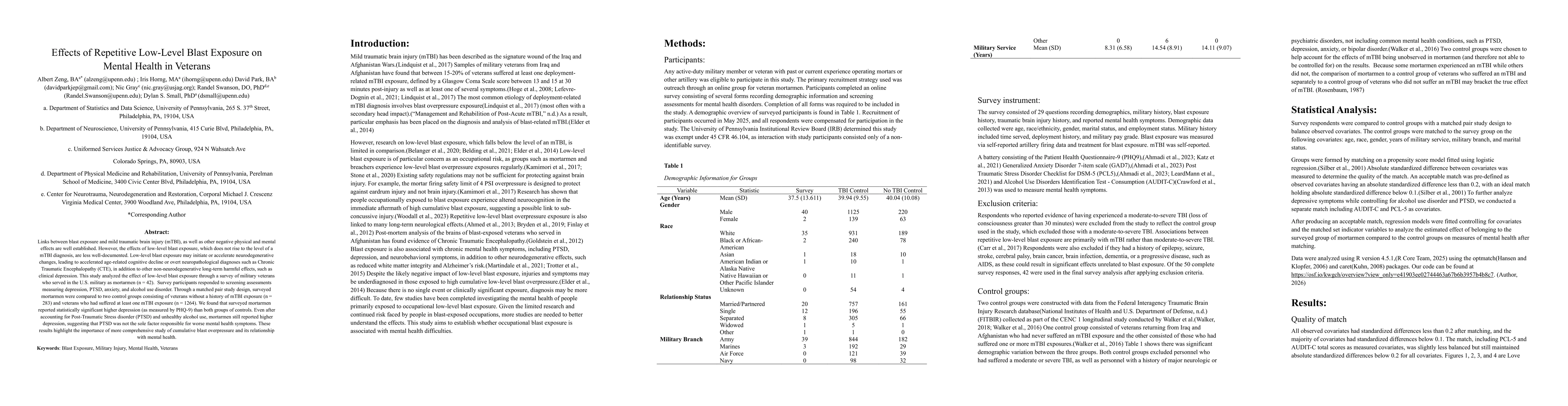 Thumbnail for Effects of Repetitive Low-Level Blast Exposure on Mental Health in Veterans