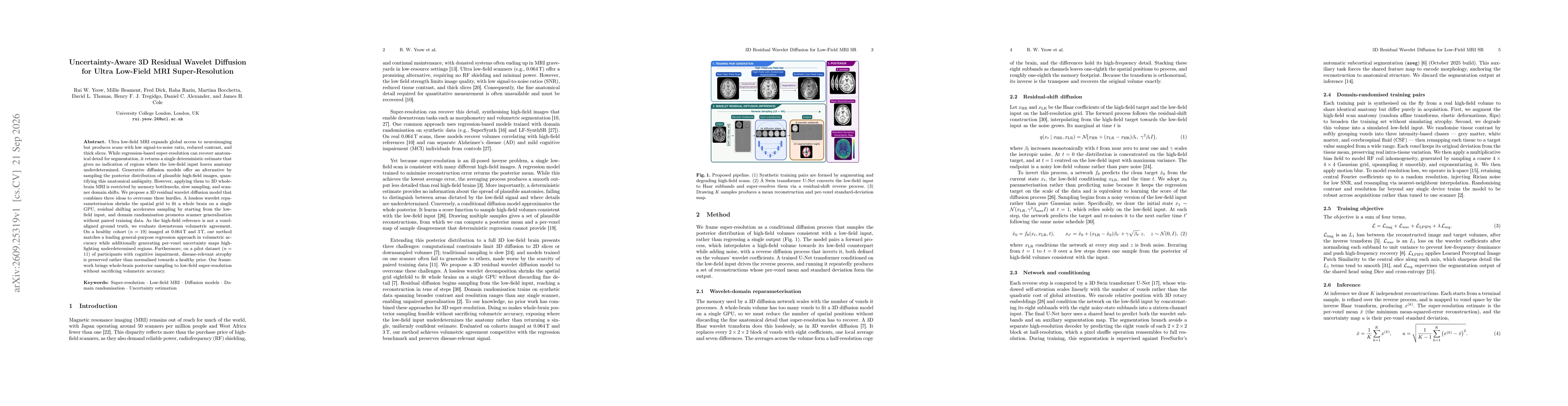 Thumbnail for Uncertainty-Aware 3D Residual Wavelet Diffusion for Ultra Low-Field MRI Super-Resolution