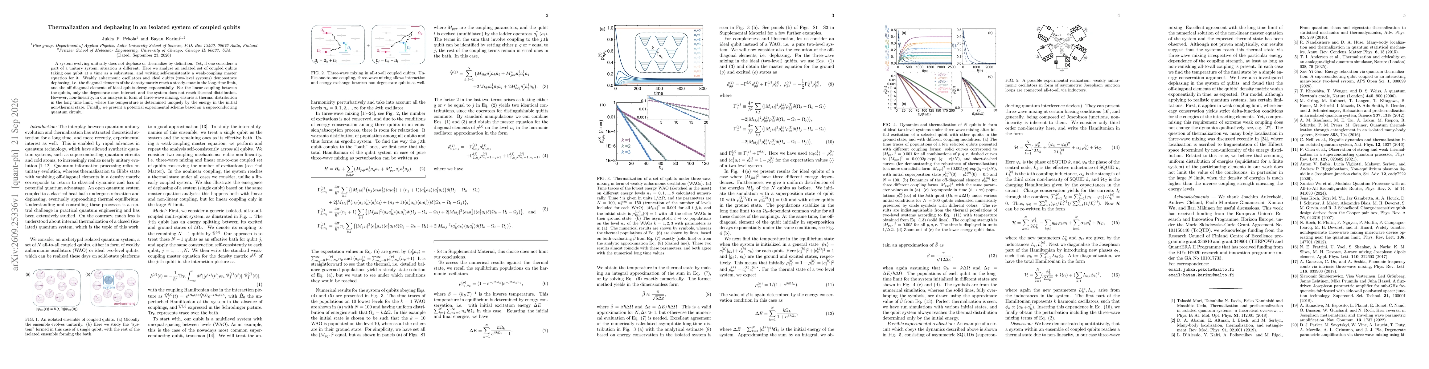 Thumbnail for Thermalization and dephasing in an isolated system of coupled qubits