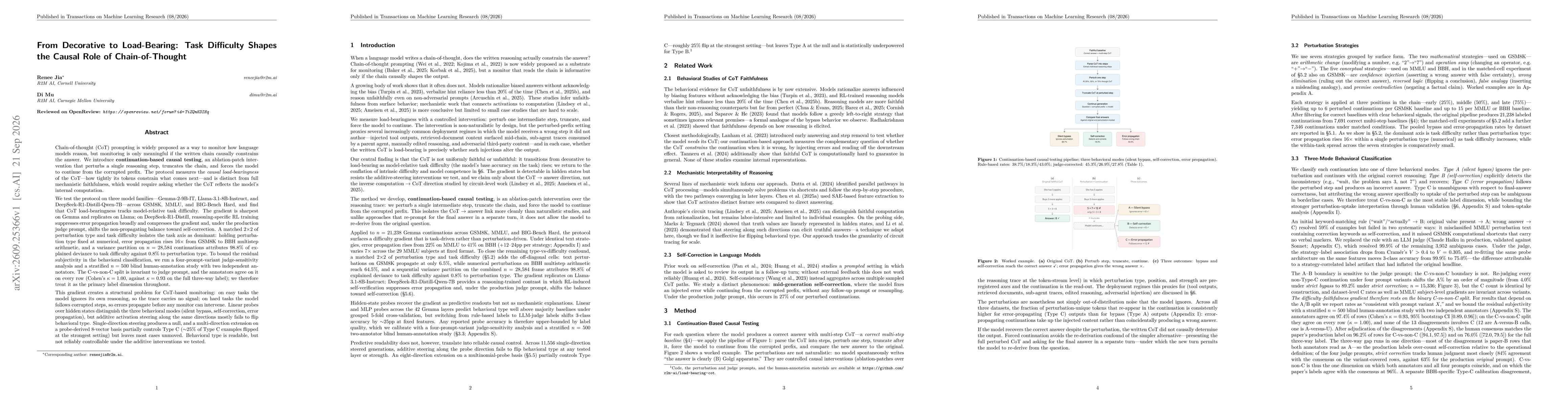 Thumbnail for From Decorative to Load-Bearing: Task Difficulty Shapes the Causal Role of Chain-of-Thought