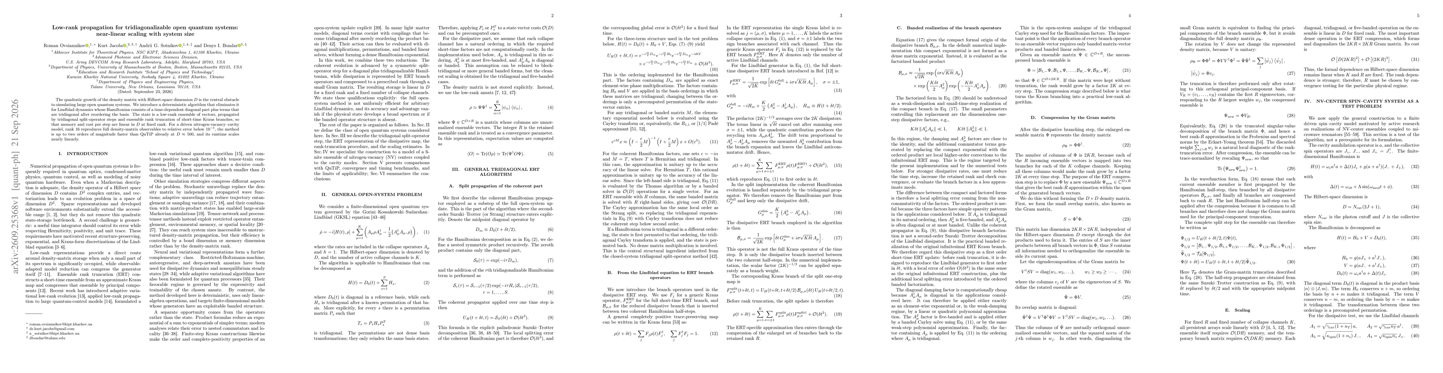 Thumbnail for Low-rank propagation for tridiagonalizable open quantum systems: near-linear scaling with system size