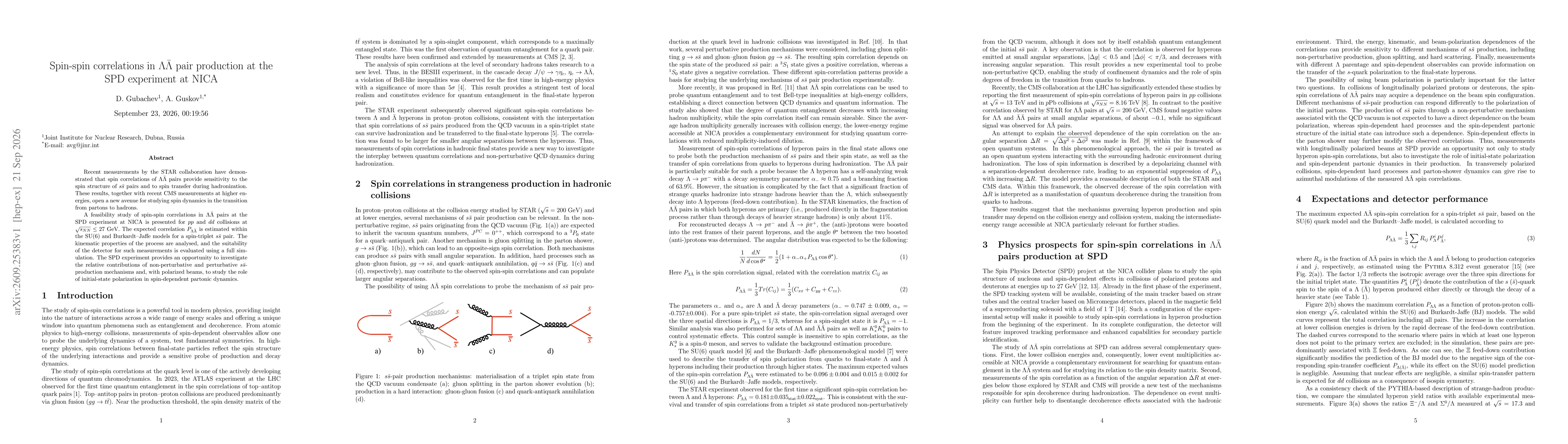 Thumbnail for Spin-spin correlations in $Λ\barΛ$ pair production at the SPD experiment at NICA