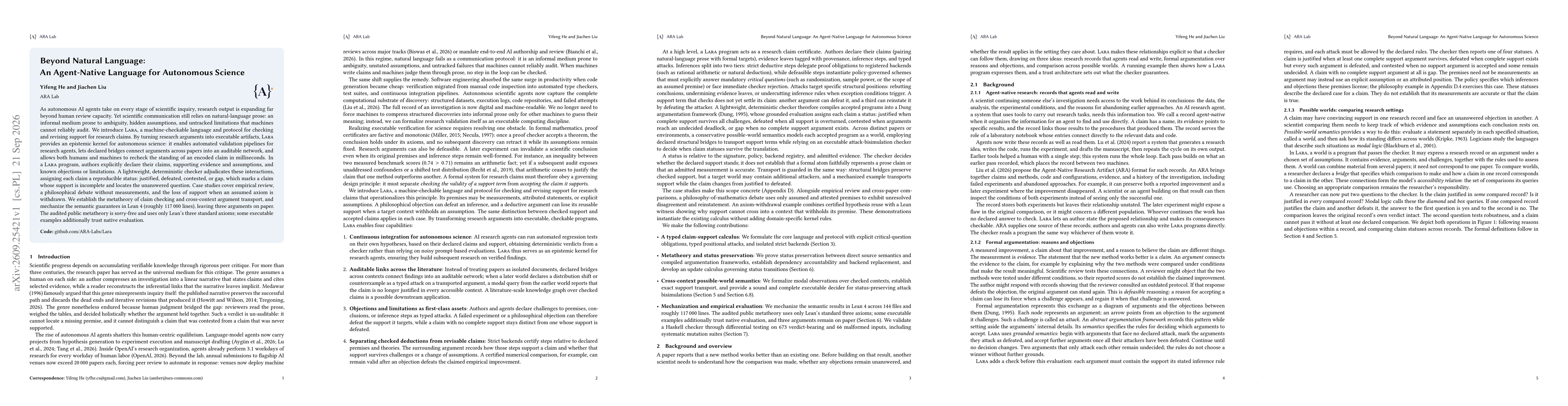 Thumbnail for Beyond Natural Language: An Agent-Native Language for Autonomous Science