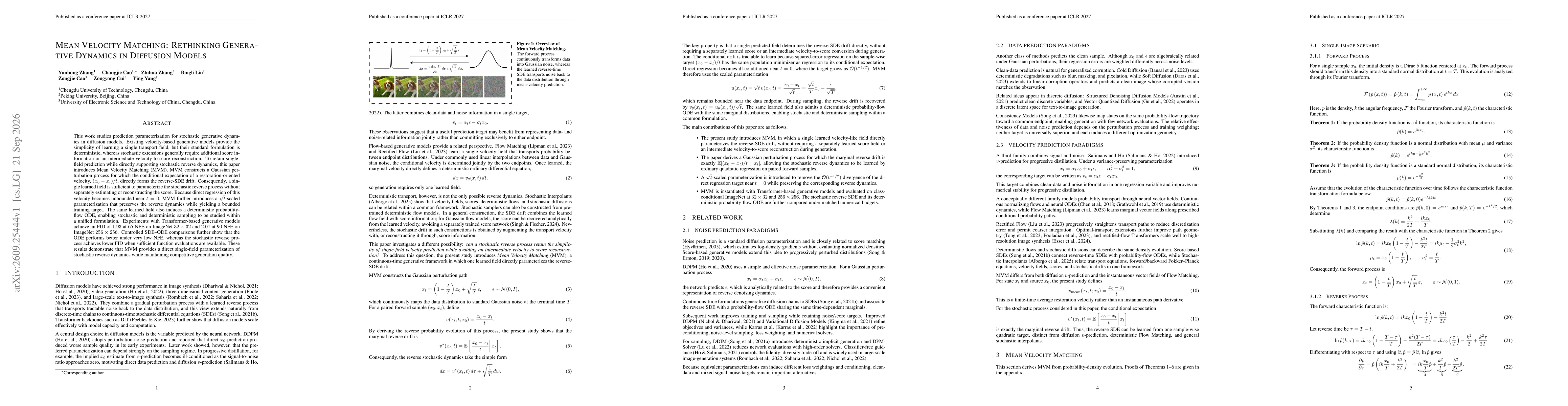 Thumbnail for Mean Velocity Matching: Rethinking Generative Dynamics in Diffusion Models