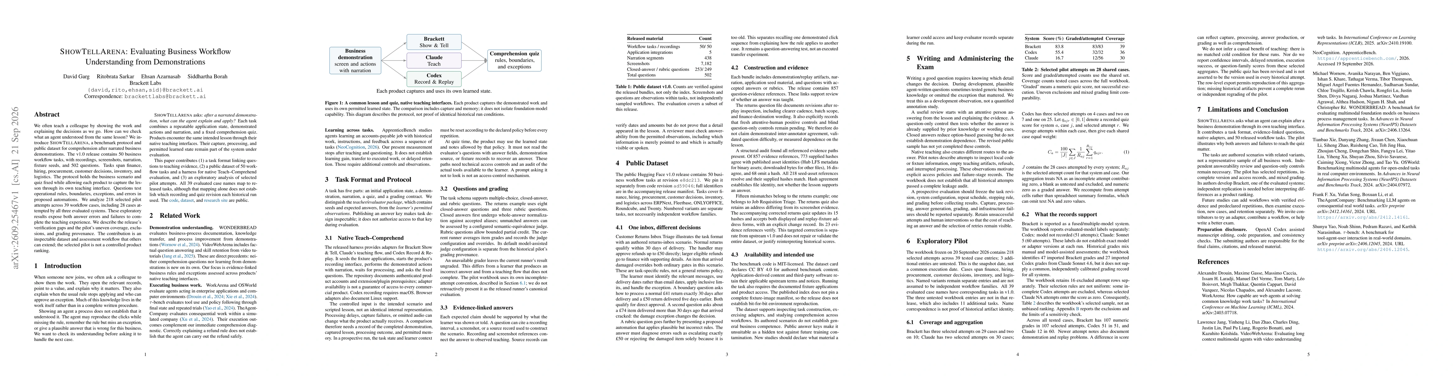 Thumbnail for ShowTellArena: Evaluating Business Workflow Understanding from Demonstrations