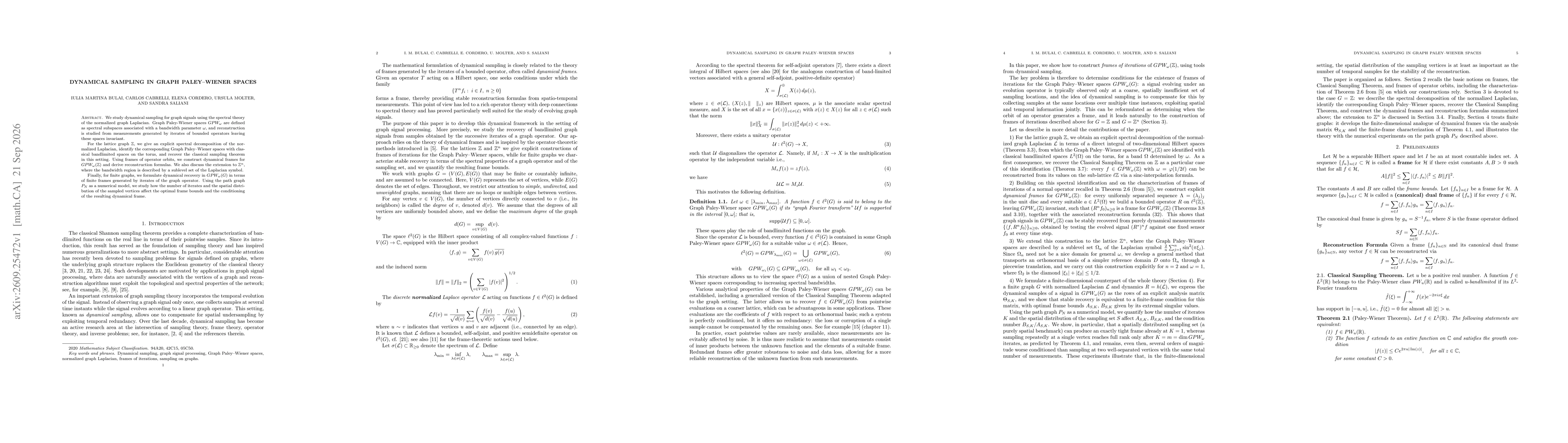 Thumbnail for Dynamical Sampling in Graph Paley--Wiener Spaces