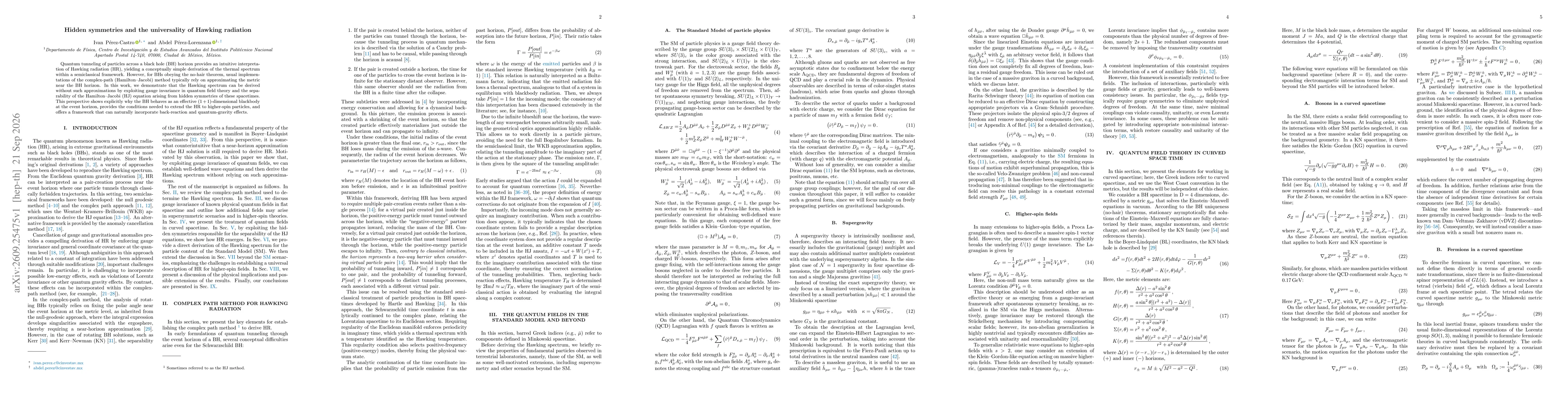 Thumbnail for Hidden symmetries and the universality of Hawking radiation