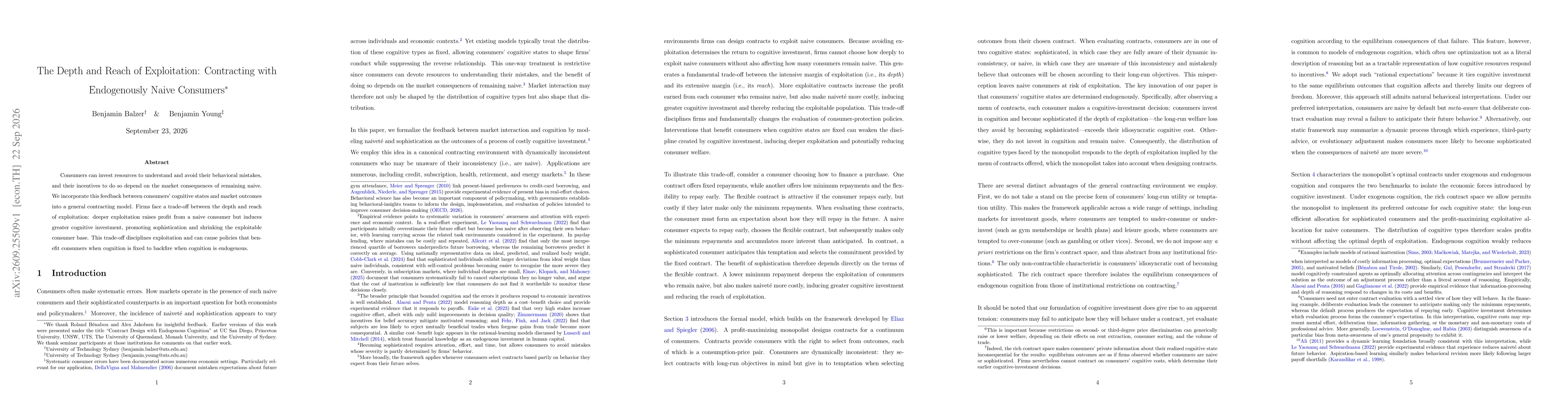 Thumbnail for The Depth and Reach of Exploitation: Contracting with Endogenously Naive Consumers